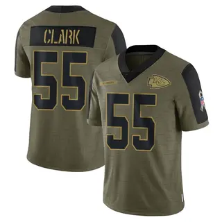 Kansas City Chiefs Men's Frank Clark Limited 2021 Salute To Service Jersey - Olive