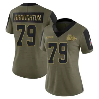 Kansas City Chiefs Women's Cortez Broughton Limited 2021 Salute To Service Jersey - Olive