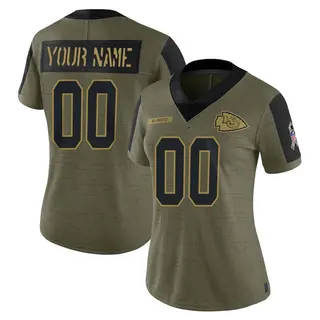Kansas City Chiefs Women's Custom Limited 2021 Salute To Service Jersey - Olive