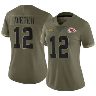 Kansas City Chiefs Women's Gehrig Dieter Limited 2022 Salute To Service Jersey - Olive