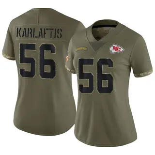 Kansas City Chiefs Women's George Karlaftis Limited 2022 Salute To Service Jersey - Olive