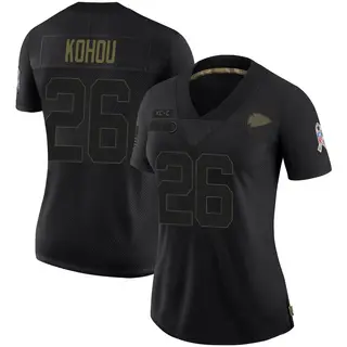 Kansas City Chiefs Women's Kader Kohou Limited 2020 Salute To Service Jersey - Black