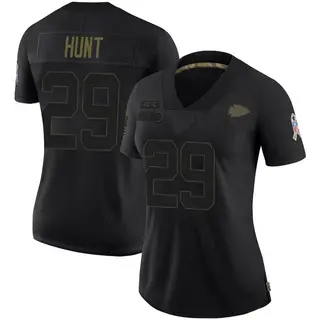 Kansas City Chiefs Women's Kareem Hunt Limited 2020 Salute To Service Jersey - Black