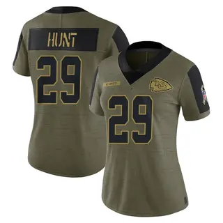 Kansas City Chiefs Women's Kareem Hunt Limited 2021 Salute To Service Jersey - Olive