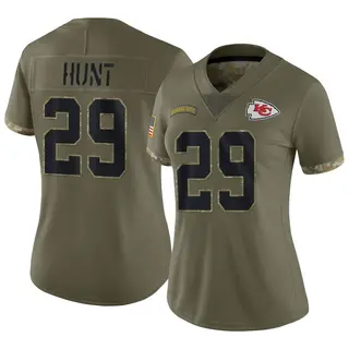 Kansas City Chiefs Women's Kareem Hunt Limited 2022 Salute To Service Jersey - Olive