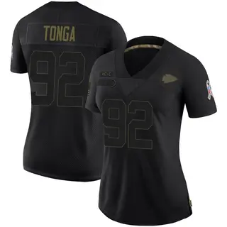 Kansas City Chiefs Women's Khyiris Tonga Limited 2020 Salute To Service Jersey - Black