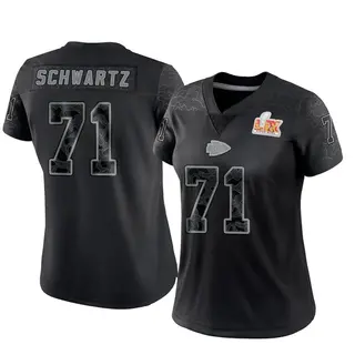 Kansas City Chiefs Women's Mitchell Schwartz Limited Reflective Super Bowl LIX Jersey - Black