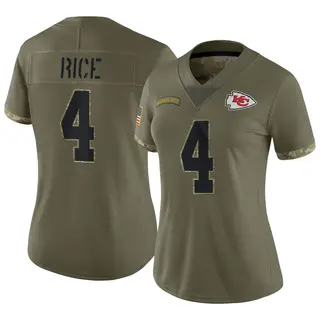 Kansas City Chiefs Women's Rashee Rice Limited 2022 Salute To Service Jersey - Olive