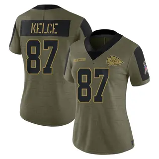 Kansas City Chiefs Women's Travis Kelce Limited 2021 Salute To Service Jersey - Olive