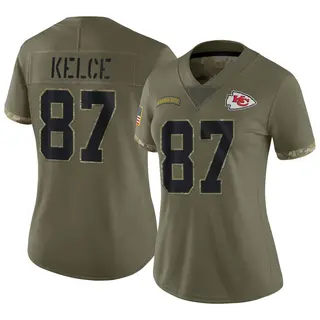 Kansas City Chiefs Women's Travis Kelce Limited 2022 Salute To Service Jersey - Olive