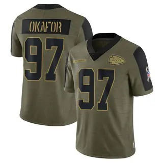 Kansas City Chiefs Youth Alex Okafor Limited 2021 Salute To Service Jersey - Olive