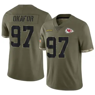 Kansas City Chiefs Youth Alex Okafor Limited 2022 Salute To Service Jersey - Olive