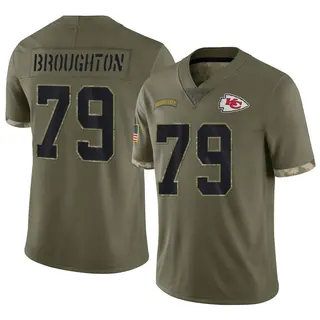Kansas City Chiefs Youth Cortez Broughton Limited 2022 Salute To Service Jersey - Olive