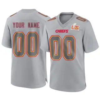 Kansas City Chiefs Youth Custom Game Atmosphere Fashion Super Bowl LIX Jersey - Gray