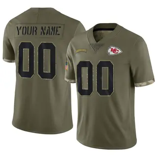 Kansas City Chiefs Youth Custom Limited 2022 Salute To Service Jersey - Olive