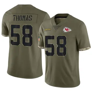 Kansas City Chiefs Youth Derrick Thomas Limited 2022 Salute To Service Jersey - Olive