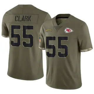 Kansas City Chiefs Youth Frank Clark Limited 2022 Salute To Service Jersey - Olive