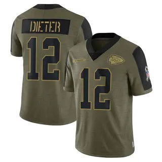 Kansas City Chiefs Youth Gehrig Dieter Limited 2021 Salute To Service Jersey - Olive