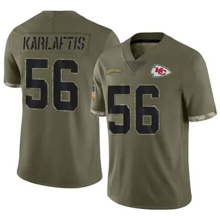 Kansas City Chiefs Youth George Karlaftis Limited 2022 Salute To Service Jersey - Olive