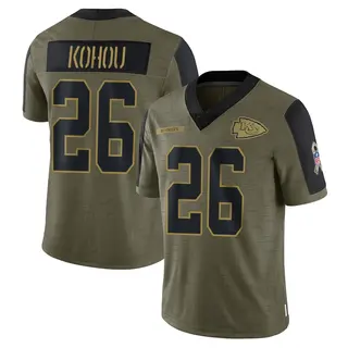 Kansas City Chiefs Youth Kader Kohou Limited 2021 Salute To Service Jersey - Olive
