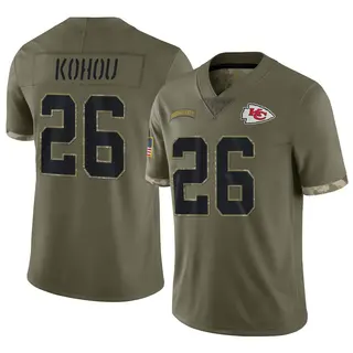 Kansas City Chiefs Youth Kader Kohou Limited 2022 Salute To Service Jersey - Olive