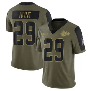 Kansas City Chiefs Youth Kareem Hunt Limited 2021 Salute To Service Jersey - Olive