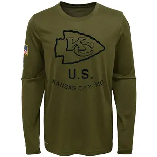 Kansas City Chiefs Youth Legend 2018 Salute to Service Performance Long Sleeve T-Shirt - Olive