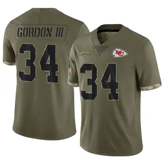 Kansas City Chiefs Youth Melvin Gordon III Limited 2022 Salute To Service Jersey - Olive
