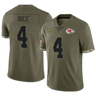 Kansas City Chiefs Youth Rashee Rice Limited 2022 Salute To Service Jersey - Olive