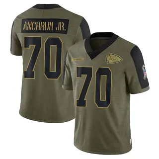 Kansas City Chiefs Youth Tremayne Anchrum Jr. Limited 2021 Salute To Service Jersey - Olive